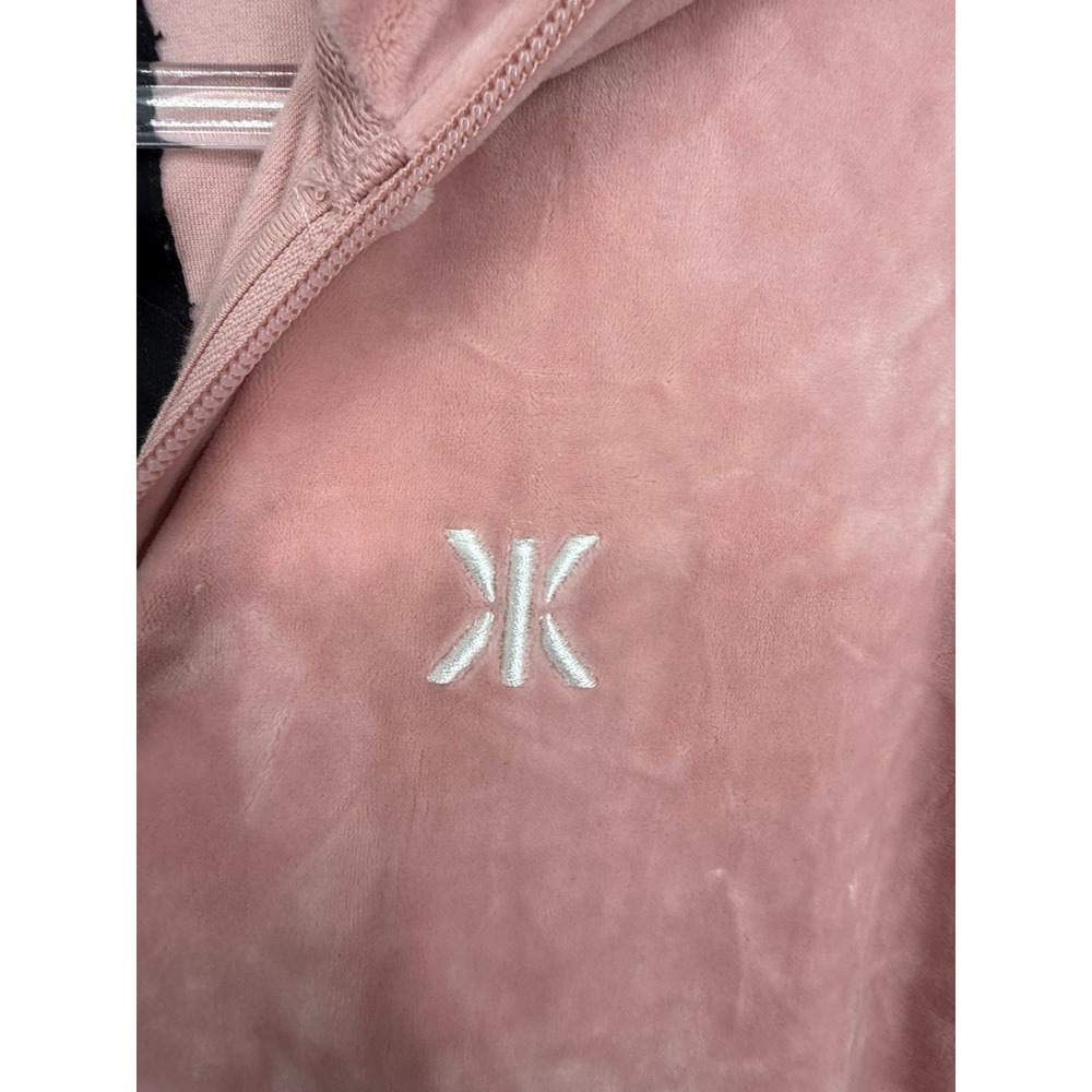 OnePiece Jumpsuit Size S Velour Velvet Pink Hooded Logo Soft Cozy Loungewear - Picture 4 of 9